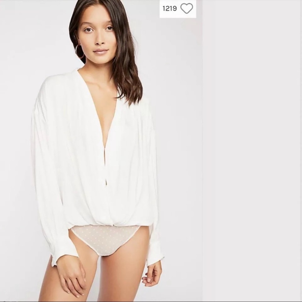 FREE PEOPLE White Plunge Thong Bodysuit - Picture 2 of 11